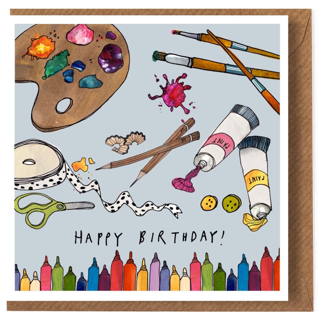'Let's Craft' Happy Birthday Greeting Card by Katie Cardew Illustrations