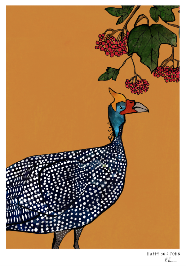 Personalised guinea fowl print