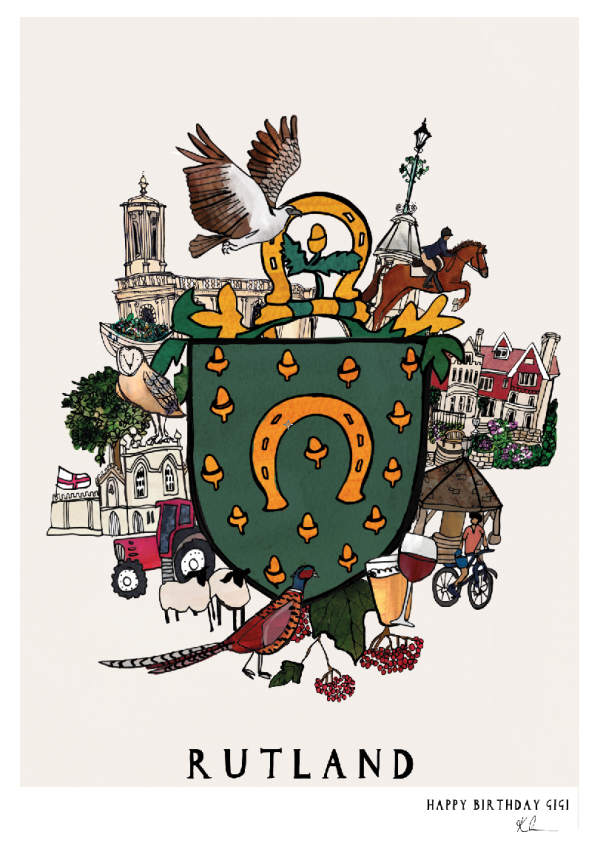 Personalised Rutland crest print