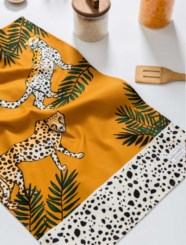 katie cardew tea towel cheetah