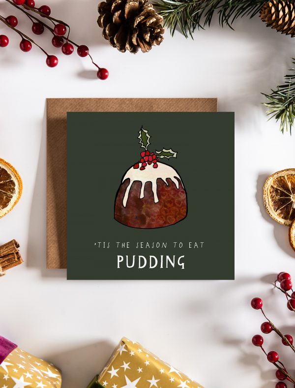 card tis the season pudding in situ