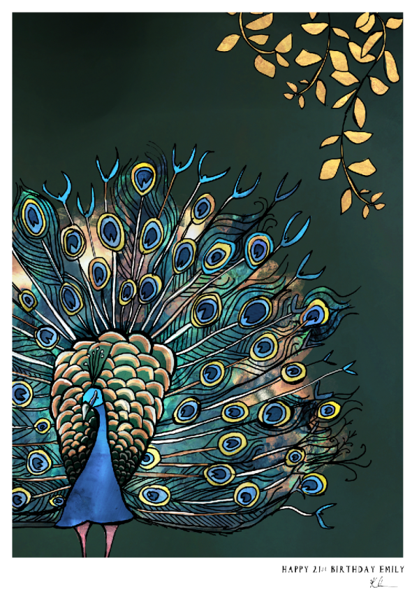 Personalised fantail peacock print
