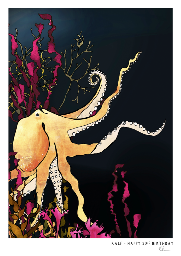 Personalised golden octopus print