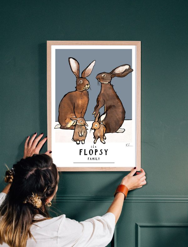 Personalised family print hares example 2