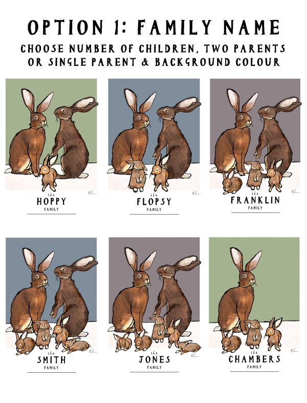 Personalised family hares examples option 1