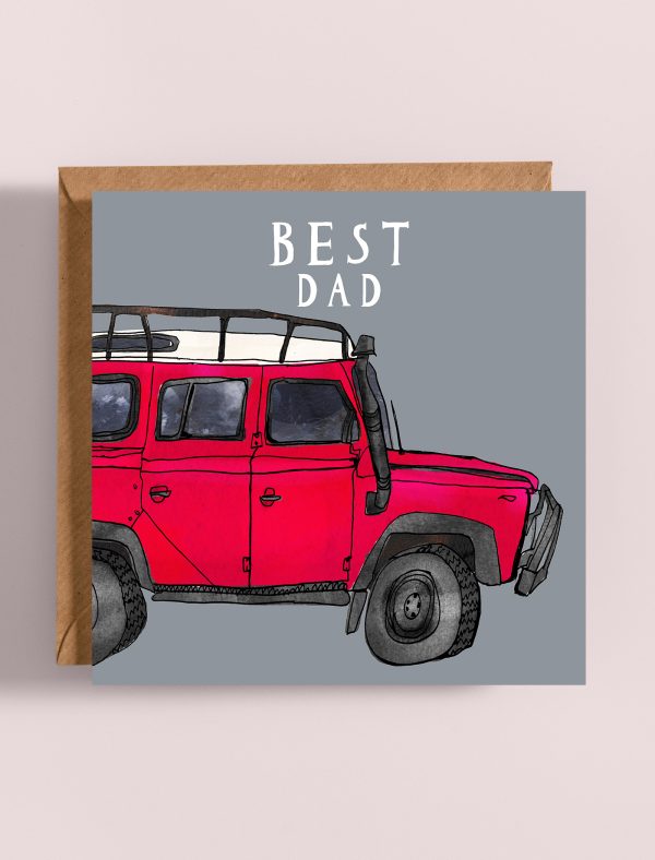 BEST DAD Greetings Card landrover